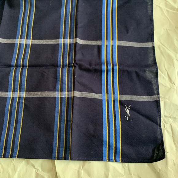 YSL Navy Blue Striped Scarf - Picture 5 of 9